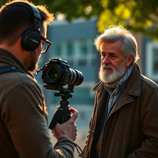 Bilde av en journalist som intervjuer en person